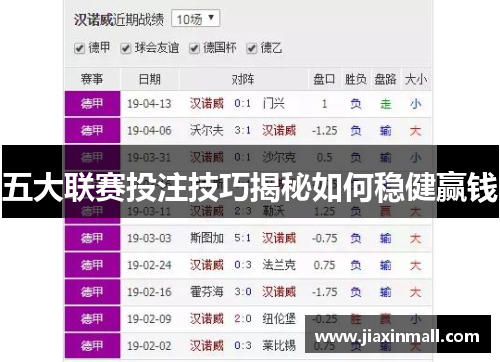 五大联赛投注技巧揭秘如何稳健赢钱